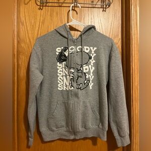 Peanuts Gray Snoopy Zip-Up Hoodie